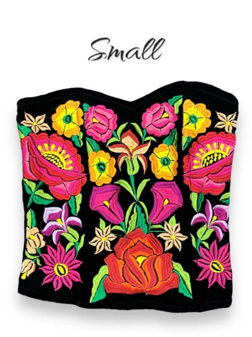 Oaxacan corset
Embroidered Floral Bustier Top
